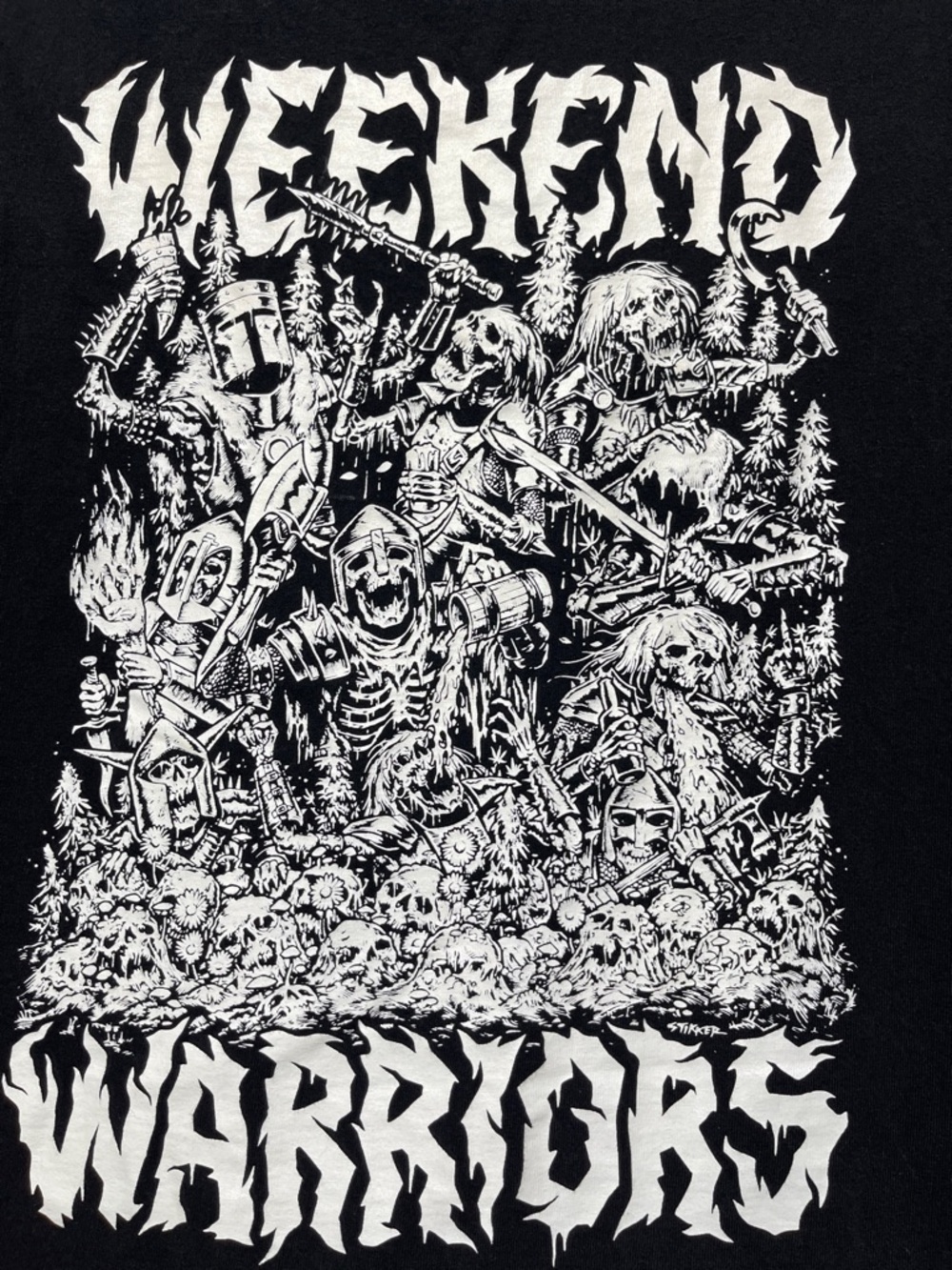 5/$25 Weekend Warriors Black Graphic Short Sleeve Tee - Men's Casual Shirt